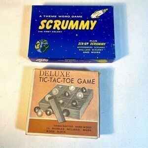 Vintage Old school parlor games for learning a dummy and DELUXE tic tax toe